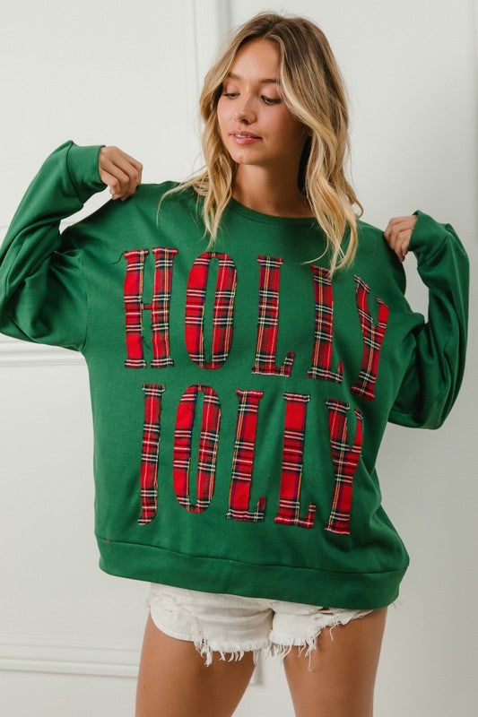 Plaid Holly Jolly Sweatshirt