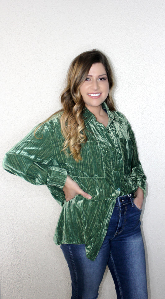 Green Velvet Blouse