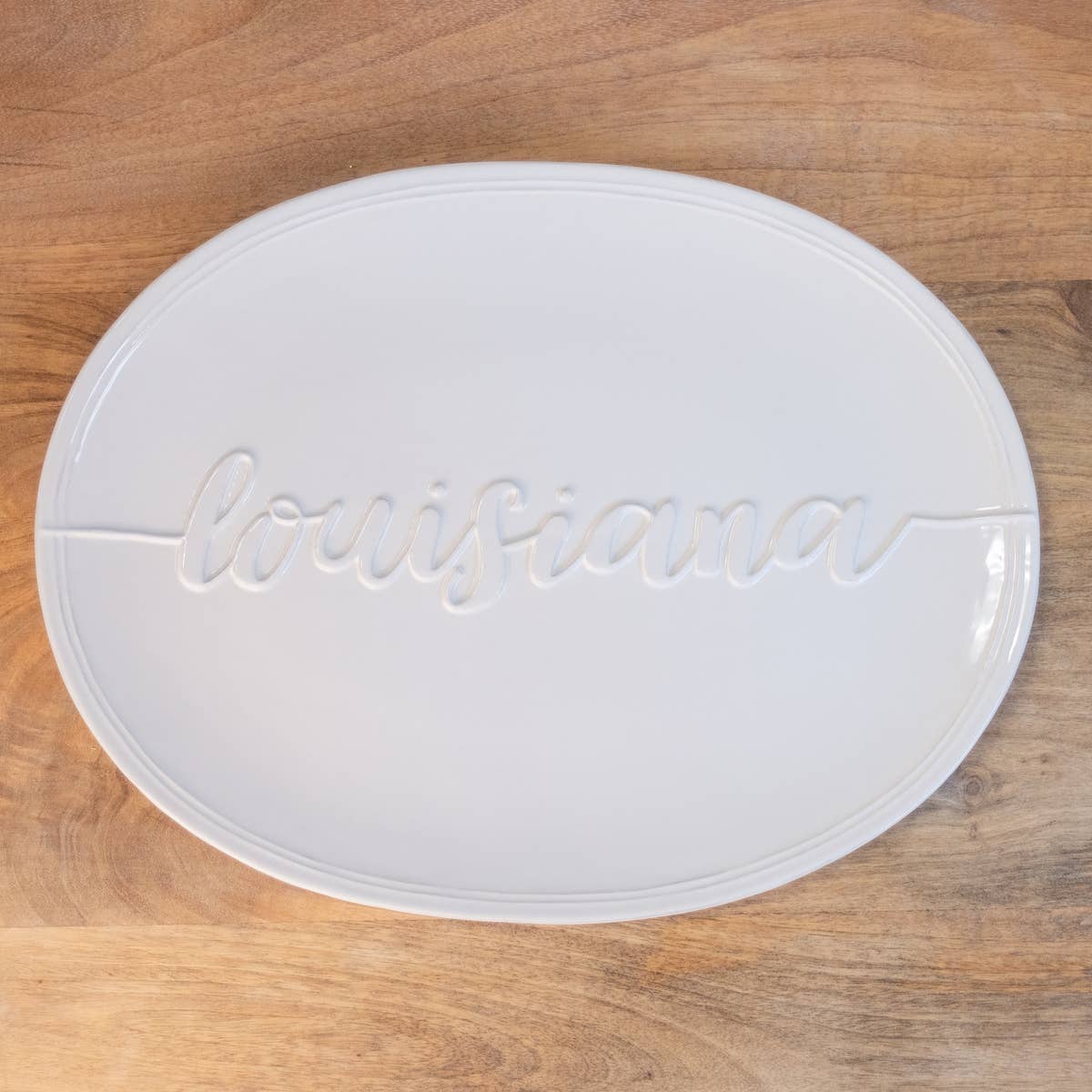 Louisiana Embossed Platter   White