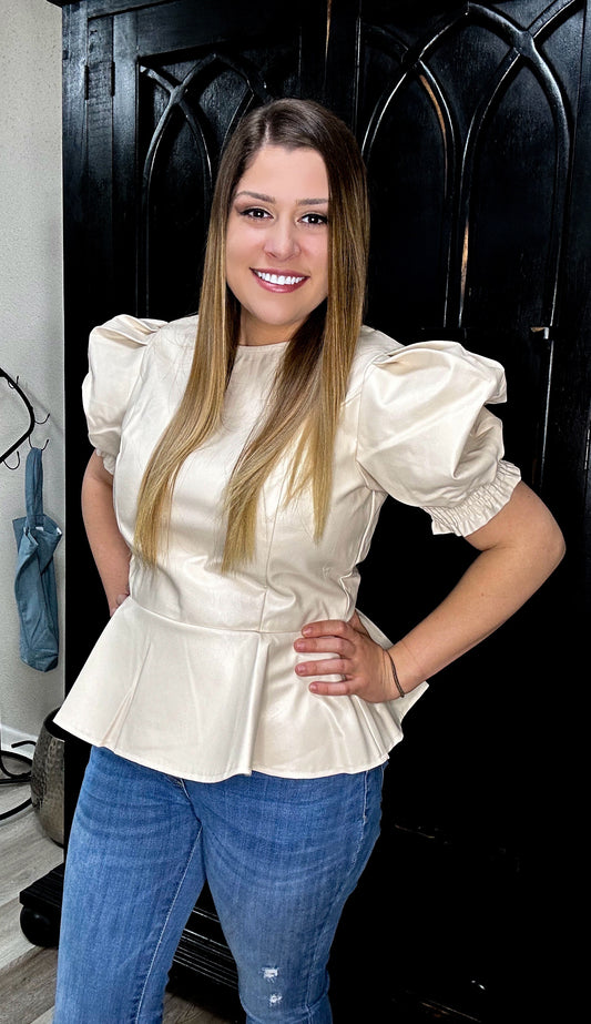 Leather Peplum Top